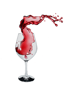 Glass of red wine with splash